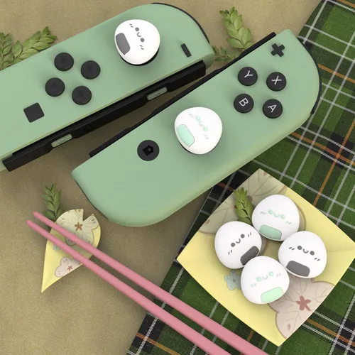 Vista 6 de PlayVital Onigiri - Tapas de joystick para Nintendo Switch, tapas de palanca de pulgar para Switch Lite, cubierta analógica para Switch OLED Joycon