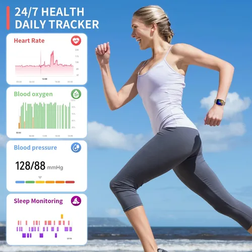 Vista 3 de Reloj inteligente para mujer Fitness Tracker dorado Bluetooth Make Answer Call, Waterproof, Android iPhone Samsung Compatible, Sleep Heart Rate