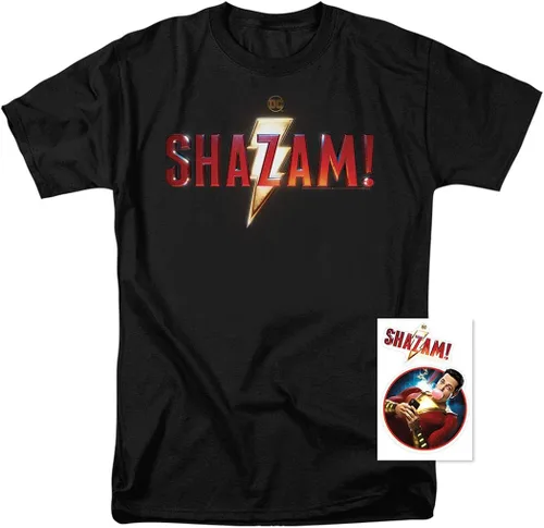 Vista 2 de Popfunk Shazam! Camiseta y pegatinas con logotipo de la película