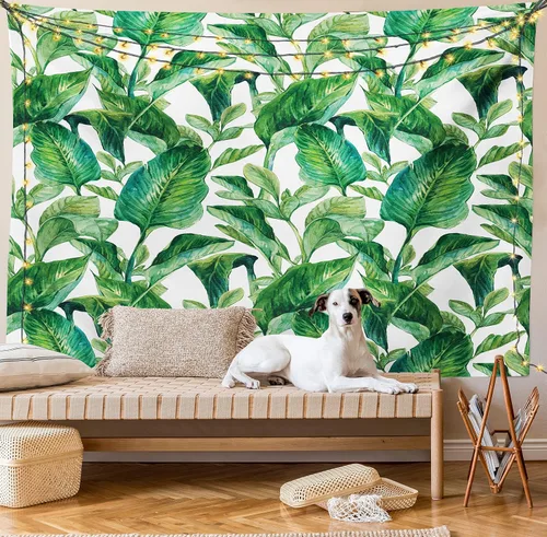 Vista 14 de Ambesonne Tapiz verde, fases lunares alrededor de un árbol de la vida, impresión de diseño bohemio de astrología nocturna, decoración de tela