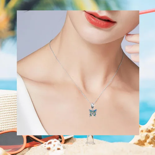 Vista 6 de Tedit Dijes de plata de ley 925 para pulseras y collares, colgante de mariposa de colores, regalos de joyería para mujeres, familiares y amigos