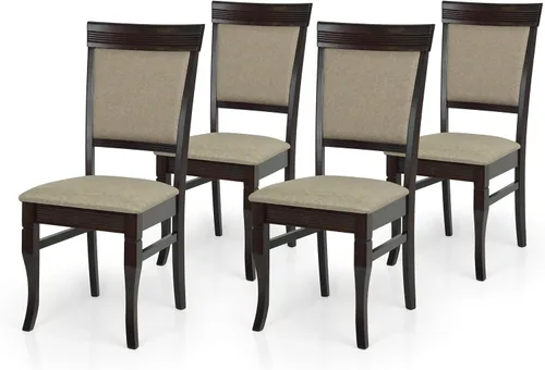 Vista 3 de Juego de mesa de comedor de 5 piezas, 4 sillas tapizadas Ronda de madera maciza de estilo clásico con mesa de comedor rectangular, juego de cocina