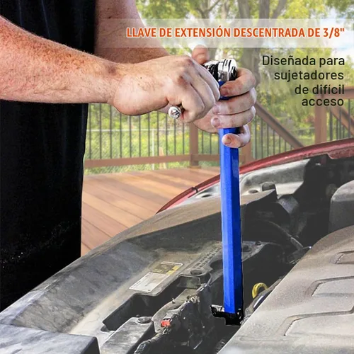 Vista 3 de Llave de extensión compensada de impacto lista de Bqweun, juego de llave de extensión de alcance estrecho, con adaptadores de accionamiento cuadrado