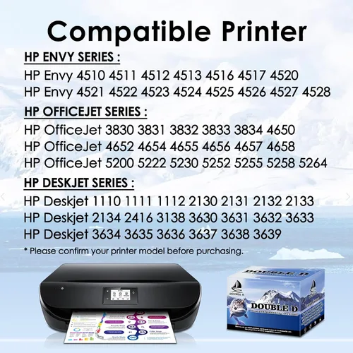 Vista 2 de DOUBLE D 63XL Cartucho de tinta negro remanufacturado para HP 63 XL 63XL para impresora Envy 4520 4512 OfficeJet 3830 4650 5255 5258 4650 Deskjet