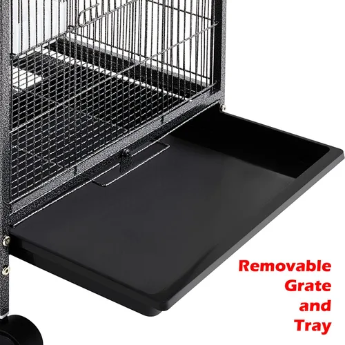 Vista 3 de 2 Color, Large Tall Canarias Parakeet Cockatiel Lovebird Finch Roof parte superior Jaula para Pájaros con Soporte – -18 "x14" x60 "H", Negro