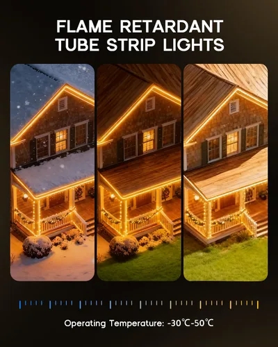 Vista 6 de Tira de luces LED de 9.8 pies, 110-120 V, cuerda de luces de neón de silicona regulables, tira de luces de neón flexibles e impermeables