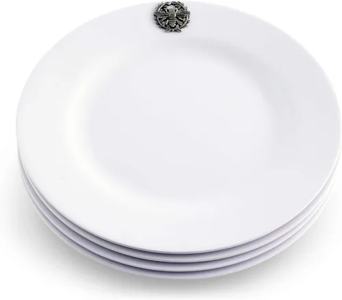 Vista 4 de Arthur Court Abeja de peltre de 4 piezas en plato de melamina pesado y duradero, para uso en interiores y exteriores, fiesta y uso diario, vajilla