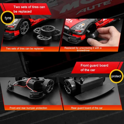 Vista 5 de GoolRC Coche de Deriva RC, Coche de Carreras RC de Alta Velocidad 1:16 4WD 40KM/H, Coche Deportivo Eléctrico de Deriva de 2.4GHz con Faro, Negro