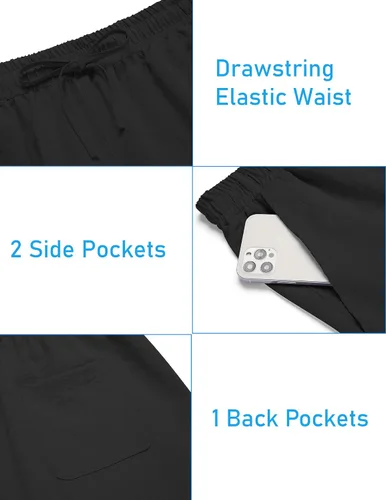 Vista 7 de COOFANDY Conjunto de lino de 2 piezas para hombre, camisa Henley, manga corta y pantalones cortos, trajes a juego para yoga y playa