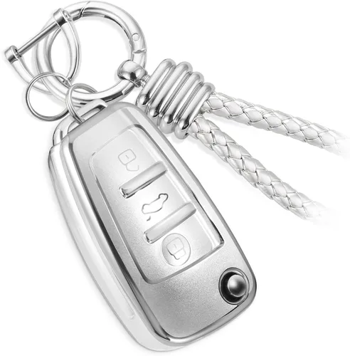 Vista 13 de Funda para Llavero Mercedes con Llavero de Cuerda Trenzada de Metal, Funda de Llave Suave Mejorada para Carcasa de Llavero Remoto Inteligente Sin