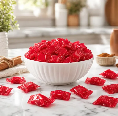 Vista 3 de Discos de canela – 100 unidades de dulces dulces picantes envueltos individualmente de canela roja fresca