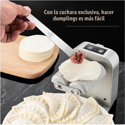 Vista 5 de Máquina Prensadora de Dumplings Eléctrica Automática - Ajustable y Fácil de Operar, Con Cuchara y Cepillo - Para Hacer Masa en la Cocina del Hogar