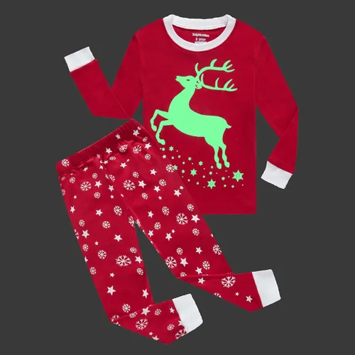 Vista 2 de Dolphin&Fish Pijamas de algodón para niñas pequeñas, 2 piezas, ropa de dormir para niños, conjuntos de manga larga