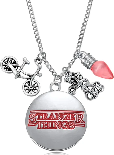 Vista 2 de GOTEHE Collar extraño y pulseras finas temáticas con dije joyería del alfabeto luz para Halloween cosplay joyería para mujeres y hombres Zinc No es