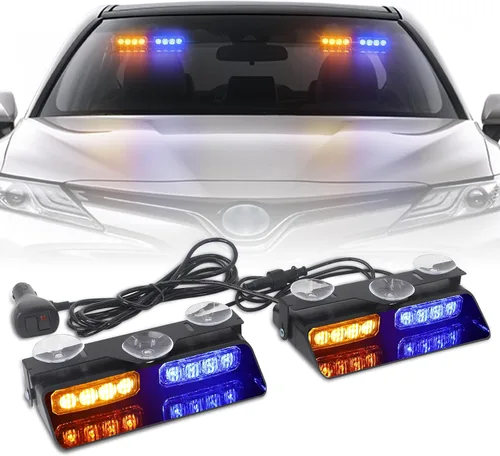 Vista 10 de XRIDONSEN Luces estroboscópicas de emergencia 2 en 1 para tablero e interior de parabrisas, luces parpadeantes de seguridad y advertencia color Ámbar