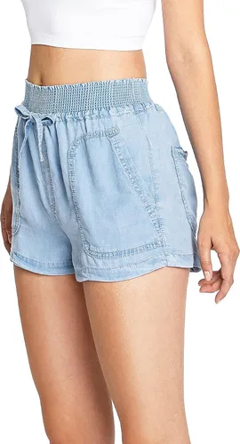 Vista 2 de Love Tree Women's Juniors High Rise Smocked Waist Tencel Shorts