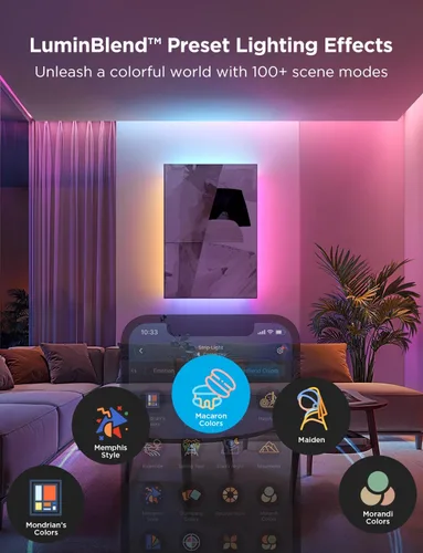 Vista 2 de Govee RGBWWIC - Tira de luz 2 Pro con materia, tira de luces LED inteligentes de 6.56 pies compatible con Alexa y Google Assistant, luces LED que