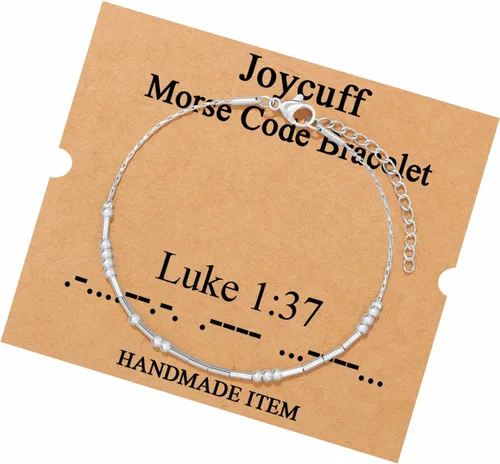 Vista 229 de JoycuFF Pulseras inspiradoras de código morse para mujeres, cuentas de plata, joyería con mantra de motivación, regalos para ella