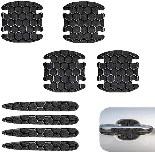 Vista 8 de 2 calcomanías de pilar B para automóvil, diseño de panal 3D con patrón hexagonal de pilar B, impermeables, resistentes a los arañazos, calcomanías