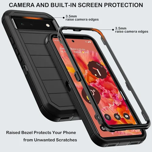 Vista 2 de KECAI Funda para Google Pixel 6 con Clip para Cinturón y Funda, 2X Protectores de Pantalla, Resistente de Servicio Pesado a Prueba de Golpes