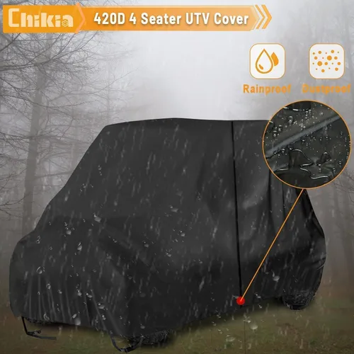 Vista 3 de Chikia UTV - Funda de 4 a 6 plazas con cremallera, protección para todo tipo de clima, compatible con Polaris Ranger Crew General RZR XP 4 Can am