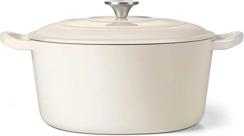 Vista 16 de TeamFar Horno holandés de hierro fundido esmaltado, olla pequeña de 3 cuartos de galón con tapa, olla de hierro fundido resistente para hornear pan