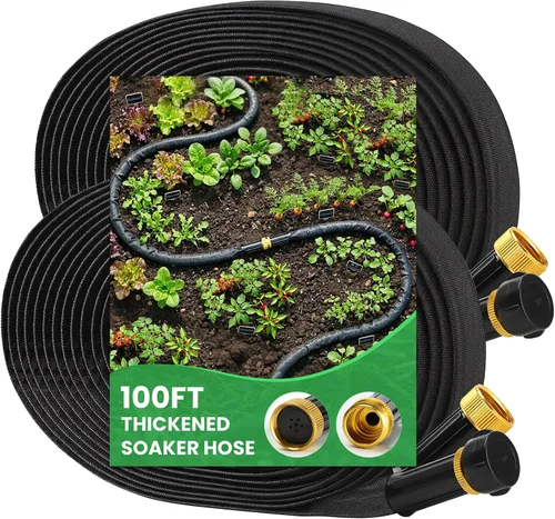 Vista 10 de MIXC 2025 - Manguera de remojo plana y engrosada de 50 pies con junta de cobre, sello de aluminio, manguera de 1 mm de espesor, mango giratorio