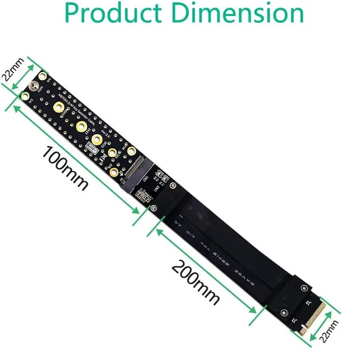 Vista 4 de HLT Extensor de cable de extensión SSD NVMe M.2 (NGFF) Key M PCIe3.0 x4 velocidad completa