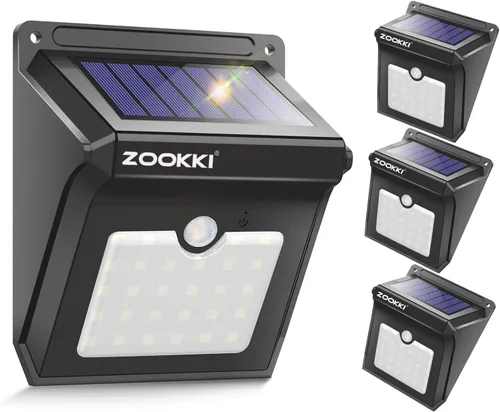 Vista 9 de Upgraded 28 LEDs Wireless Sensor de movimiento solar luz recargable impermeable luces de seguridad Potente Para al aire última intervensión Patio