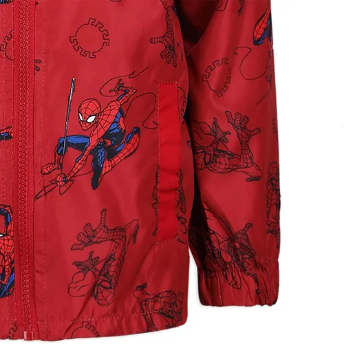 Vista 6 de Marvel Spiderman - Cortavientos con capucha y cremallera para niños pequeños - Rojo