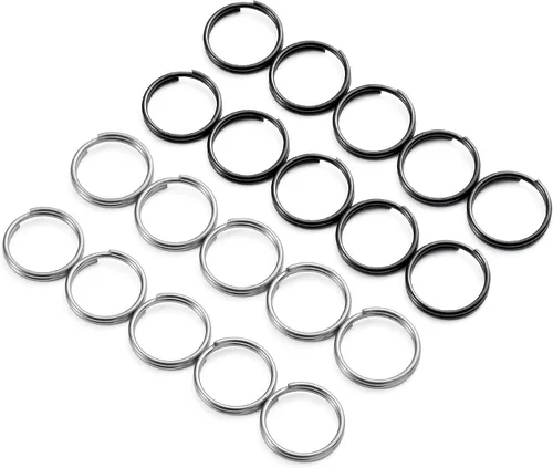 Vista 9 de FEGVE Llaveros de titanio, anillos divididos, llaveros pequeños no magnéticos, anillos de salto, 15 piezas, mezcla de 10/12/0.551 in, Negro