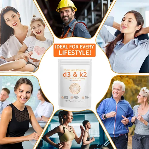 Vista 3 de Daiasns Vitamina D3 K2 10000iu apoya la salud muscular y cerebral - Suplemento D3 K2 de alta potencia que ayuda en el apoyo inmunológico