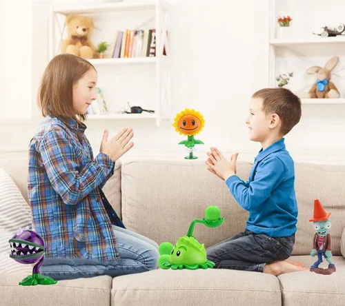 Vista 7 de JHESAO Juego de 4 juguetes de plantas y zombis, figuras de acción Zombies PVZ, serie 1, 2, grandes regalos para niños y fanáticos, cumpleaños