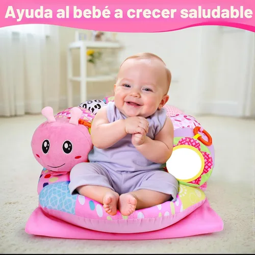 Vista 4 de Tapete 2 en 1 para el Tiempo Boca Abajo del Bebé y Almohada de Apoyo para Sentarse, Juguetes para Bebés Recién Nacidos 0 1 2 3 4 5 6 Meses, Oruga