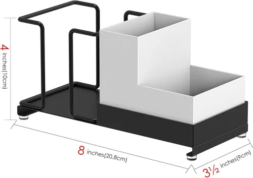Vista 3 de Adorila Organizador de estación de café para encimera, portavasos desechable con caja de almacenamiento de 2 compartimentos, organizador