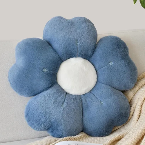 Vista 10 de Almohada en forma de flor, lindas almohadas decorativas con suave pelaje de conejo para sofá, cama, silla y suelo, almohadas de Navidad, cojines