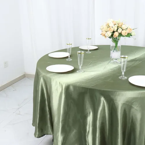 Vista 2 de Tableclothsfactory Mantel redondo de satén para cocina, comedor, catering, boda, fiesta de cumpleaños, eventos