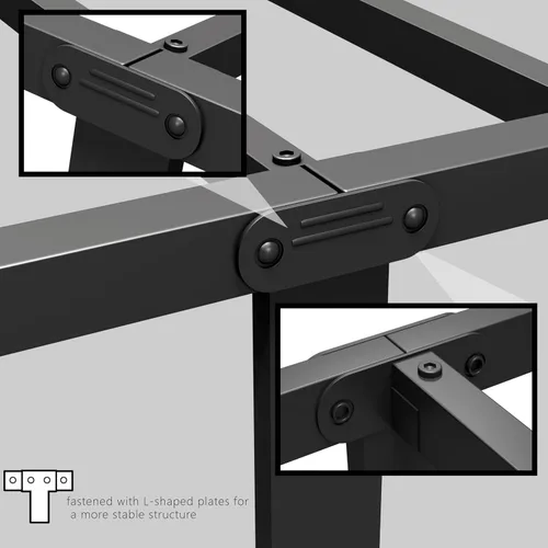 Vista 6 de Base de cama de 14 pulgadas de metal, base de cama tamaño Queen con cabecera tapizada, base de colchón resistente y de alta capacidad, fácil Negro