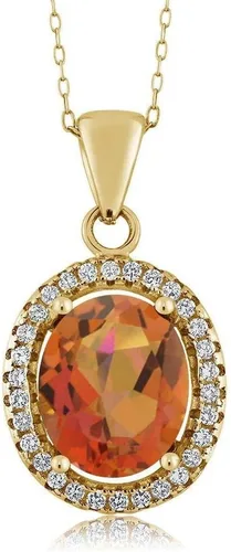 Vista 47 de Gem Stone King Collar con colgante de plata chapada en oro amarillo de 18 quilates de 0.433 x 0.354 in con piedra natal ovalada para mujer