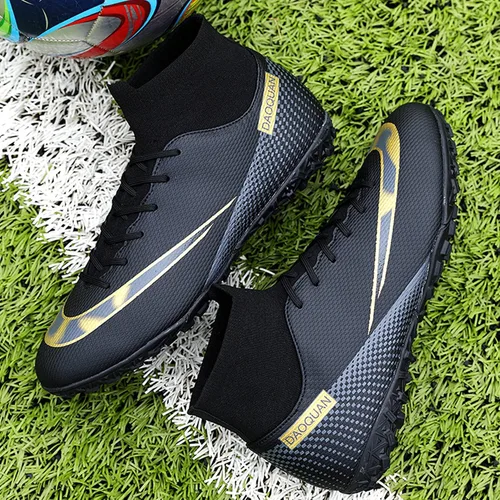 Vista 8 de XJIODF Botines de fútbol para hombre, zapatos de fútbol de caña alta, con cordones, para interiores y exteriores, botas de fútbol americano AG FG TF