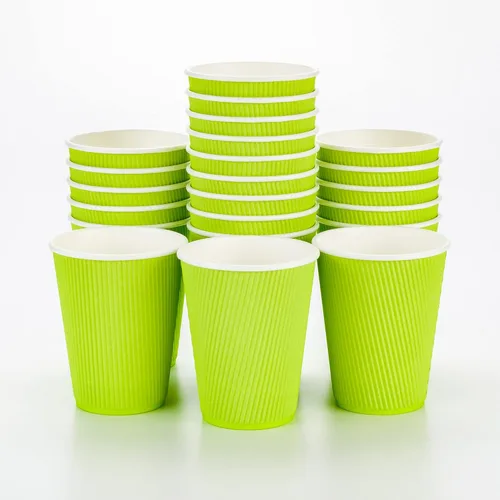 Vista 57 de Tazas para café de papel aislado, pared ondulada, kraft, 12 onzas - Caja de 25 unidades - tapas a juego: RWA0360B, RWA0360W, RWA0328LG, RWA0328GR