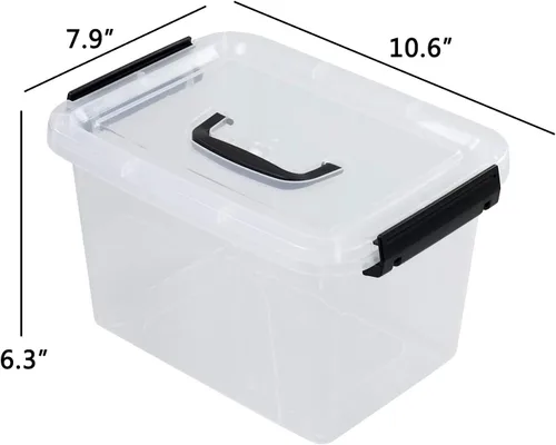 Vista 3 de Cajas transparentes de almacenamiento de plástico de 8 cuartos de galón, recipientes transparentes con tapas y asas, 6 paquetes