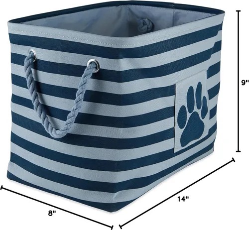 Vista 94 de Bone Dry - Cesta de almacenamiento para mascotas, diseño de parche de pata rayado, aguamarina, rectángulo pequeño