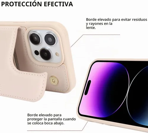 Vista 6 de iCoverCase Funda protectora de piel sintética compatible con iPhone 14 Pro Max con soporte para tarjetas, funda tipo cartera para mujeres y hombres