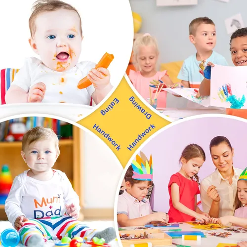 Vista 4 de Haysandy 12 piezas de batas de arte para niños, delantales coloridos para niños, pintura de artista con manga larga y 3 bolsillos para edades de 3 a