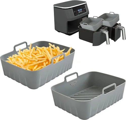 Vista 10 de Golden Associate Forros cuadrados de silicona para freidora de aire de 8 a 8.5 pulgadas, 2 unidades, antiadherentes, de grado alimenticio