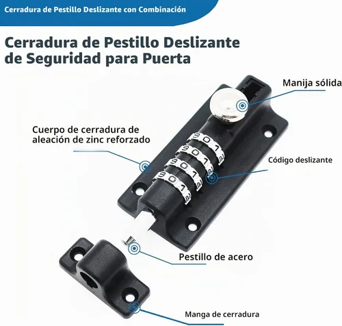 Vista 5 de Cerradura de seguridad de combinación para puerta, V·RESOURCING Cerradura de puerta de alta seguridad con esfera de 4 dígitos para cobertizos 1