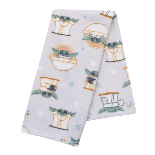 Vista 4 de Star Wars Grogu - Manta para bebé súper suave en crema, verde y blanco