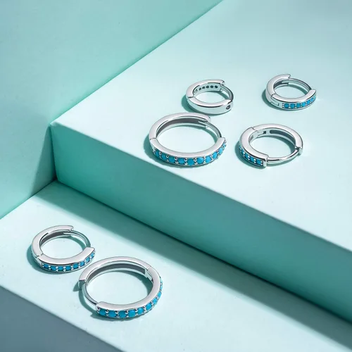 Vista 7 de NOKMIT 3 pares de mini aretes de aro turquesa para cartílago para mujer, 8100.472 in (turquesacirconia cúbica)