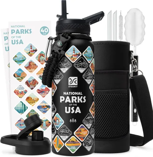 Vista 123 de DYSANKY Botella de agua aislada de 32 onzas, metal al vacío de acero inoxidable grueso, jarra de agua deportiva portátil para gimnasio y senderismo